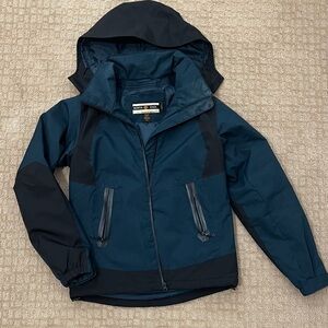 North End Womens Teal and Black Hooded Bomber Jacket